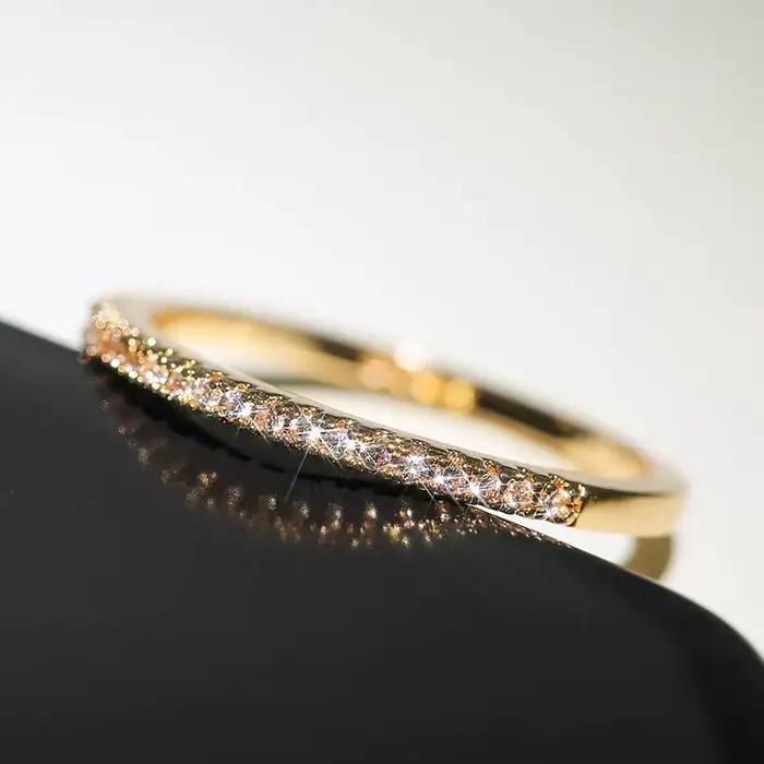 Bagues de fiançailles en cristal en argent regardé 925 pour femmes et filles