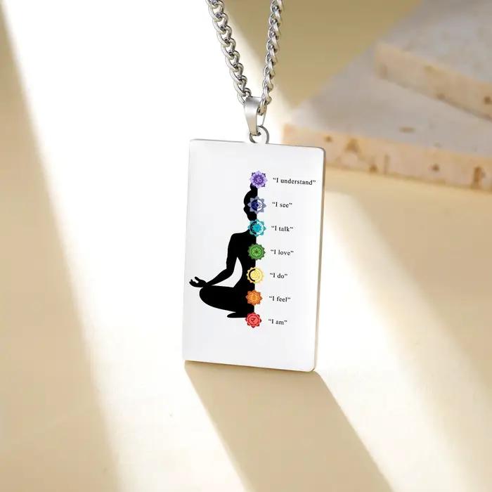 Collier 7 chakras, pendentif de méditation yoga