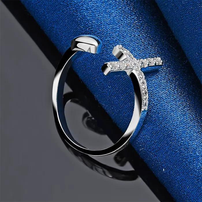 Bague Croisée en Argent Sterling 925 Pour Femmes Mode Partie Accessoire Bijoux Occasions Spéciales