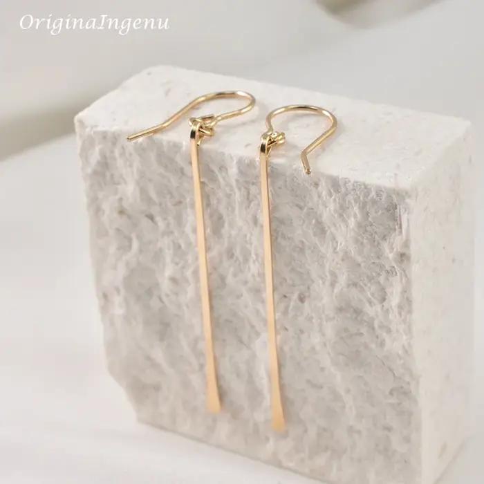 Boucles d'oreilles longues faites à la main en argent 925/or