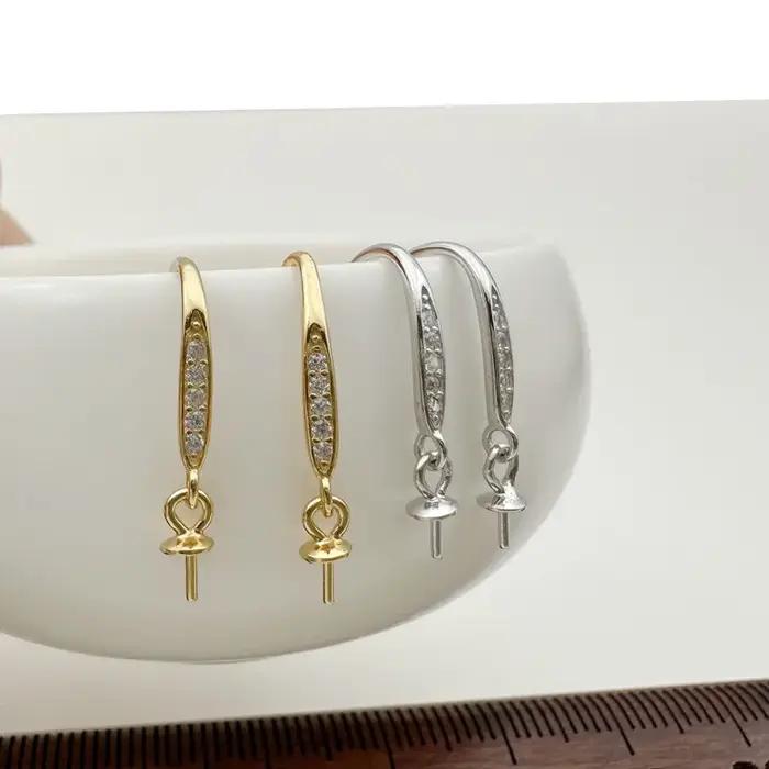 Crochets de boucles d'oreilles en argent sterling 925 massif pour perles DIY élégants et durables pour femmes occasions spéciales