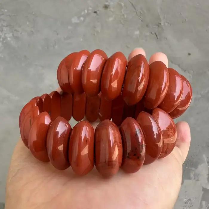 Bracelet en pierres naturelles rouge jaspe géométrique pour femme décontracté sportif occasions spéciales