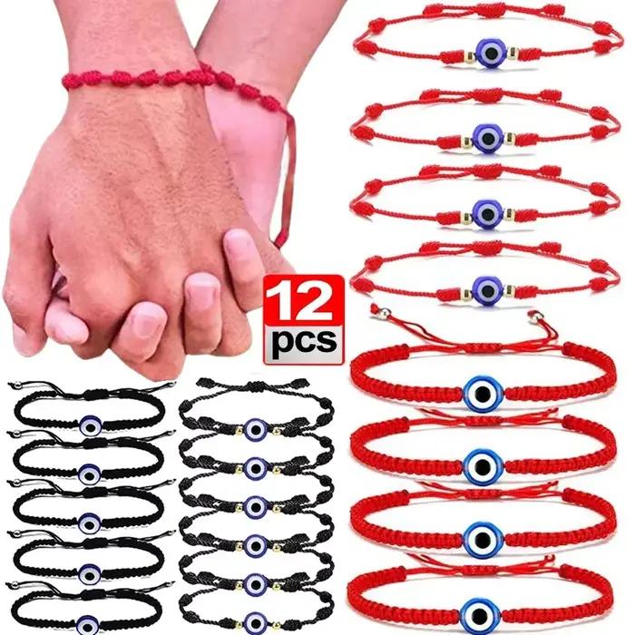 Bracelet à cordes rouge mauvais œil pour amoureux, amulette porte-bonheur et amitié, corde tressée faite à la main, bijoux cadeaux, 2024
