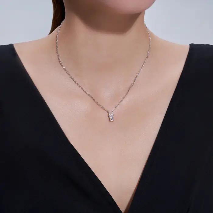 Collier en argent sterling S925 avec moissanite pour femme