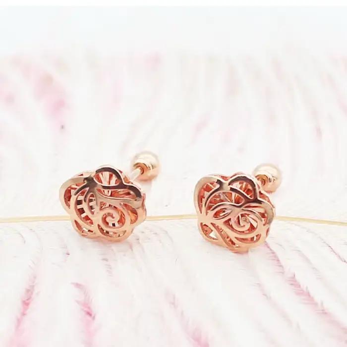 Boucles d'oreilles à fleurs géométriques plaquées or violet 14K pour femmes