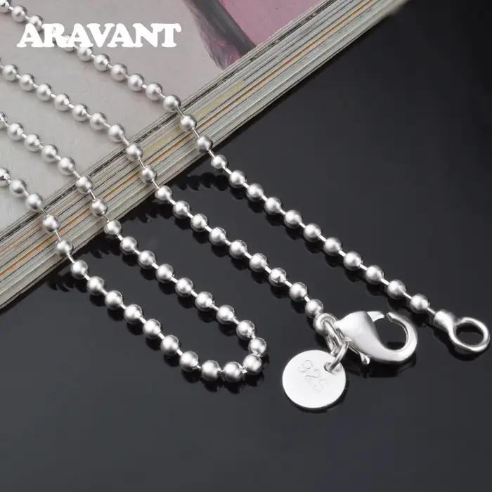 Aravant 925 argent 2MM perle chaîne collier pour femmes mode bijoux cadeaux