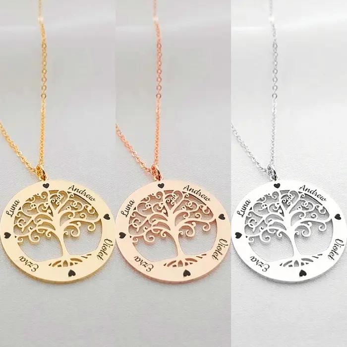 Collier personnalisé avec noms de famille pour femme