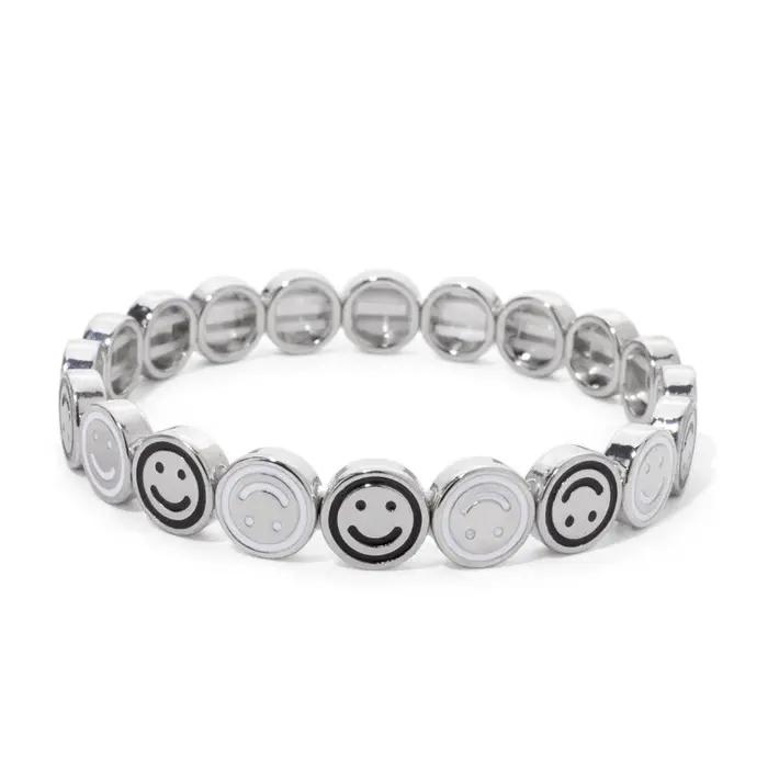 Bracelet joyeux en perles d'émail et diamant pavé pour femmes, style Boho, couleur or, élastique, nouvelle collection 2024