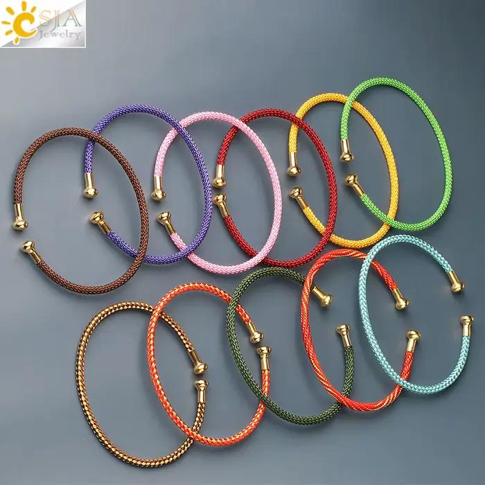 CSJA couleur or fil Wrap ouvert manchette Bracelets rouge noir vert acier Bracelet minimalisme Bracelet sur la main bricolage bijoux faits à la main G839
