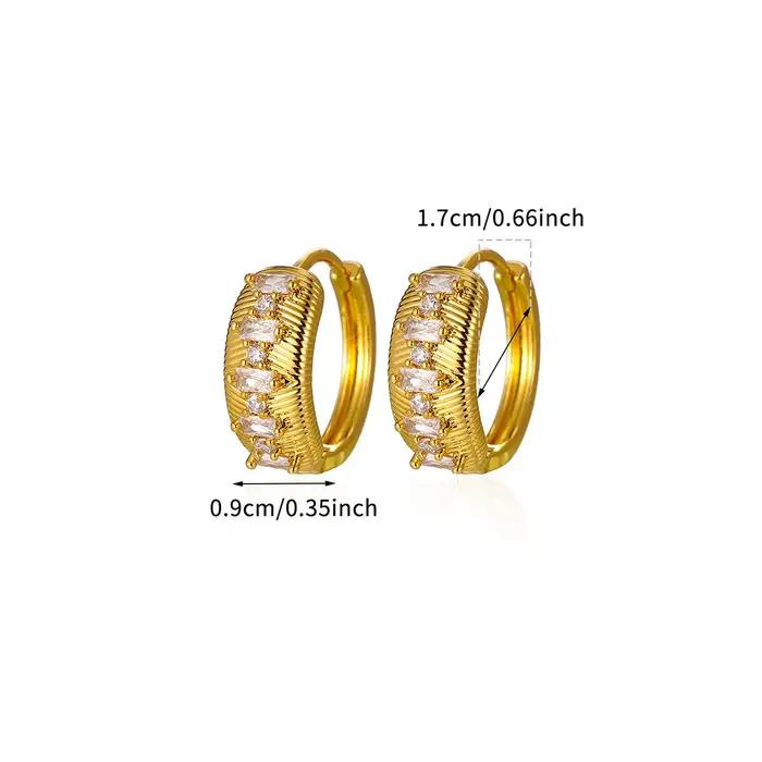 Boucles d'oreilles double face en forme de lettre créoles Huggie avec cristaux ronds pour femme bijoux de luxe cadeau mode anniversaire occasions spéciales