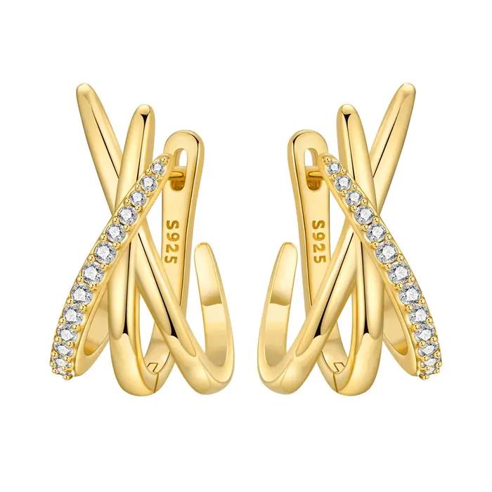 Boucles d'oreilles Orstarry en argent sterling S925 Boucles d'oreilles croisées géométriques perso