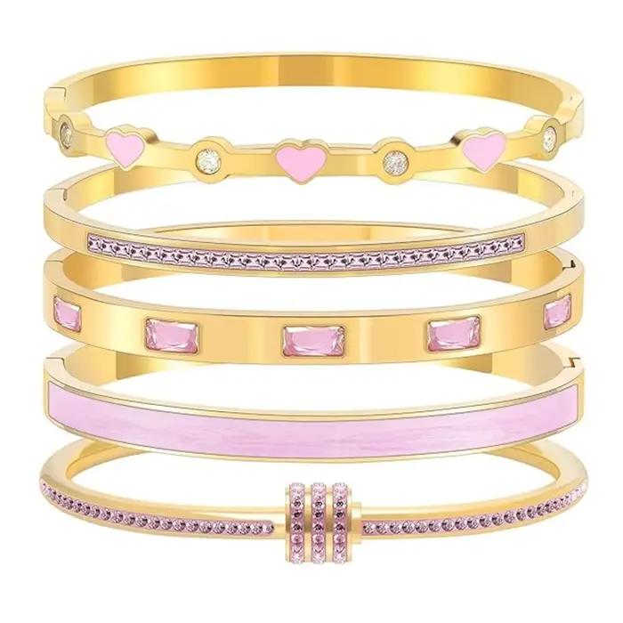 Ensemble de bracelets empilables de couleur or pour femmes
