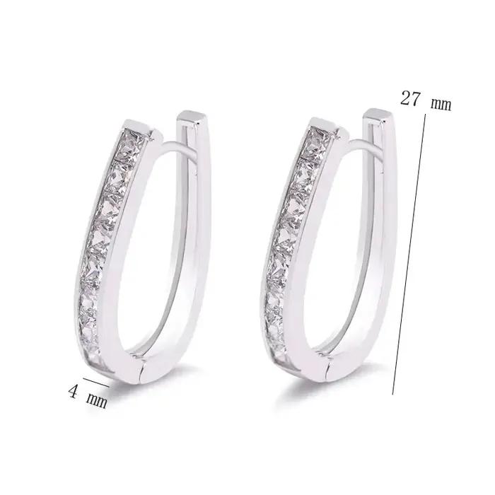 Boucles d'oreilles créoles en zircon plaqué or blanc XP Jewlery pour femmes