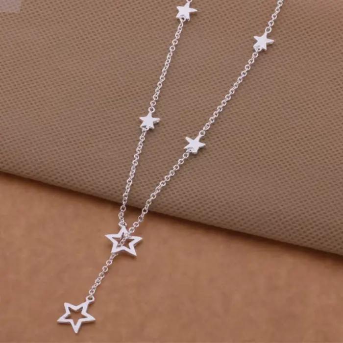 Collier en argent sterling 925 avec étoiles géométriques pour femmes bijoux de mariage classiques occasions spéciales