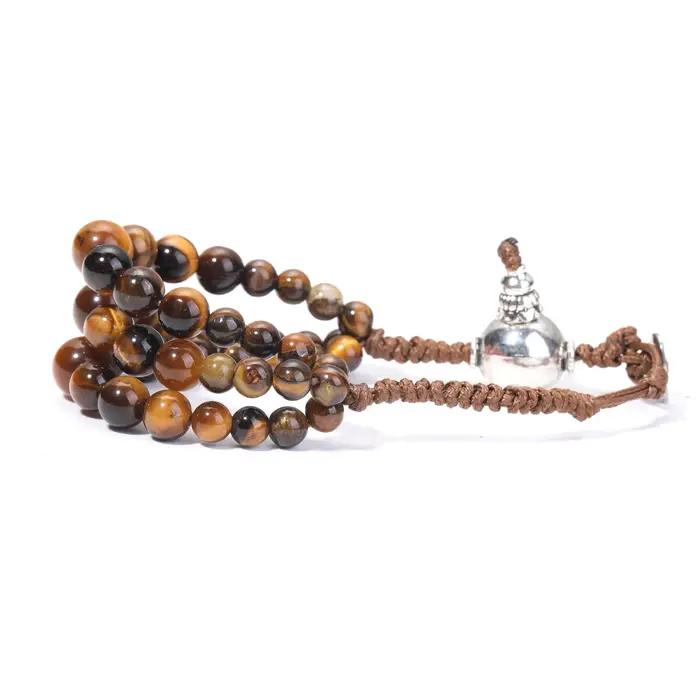 Bracelet en pierre d'oeil de tigre, perles en pierre naturelle, bois de santal, chapelet de méditati