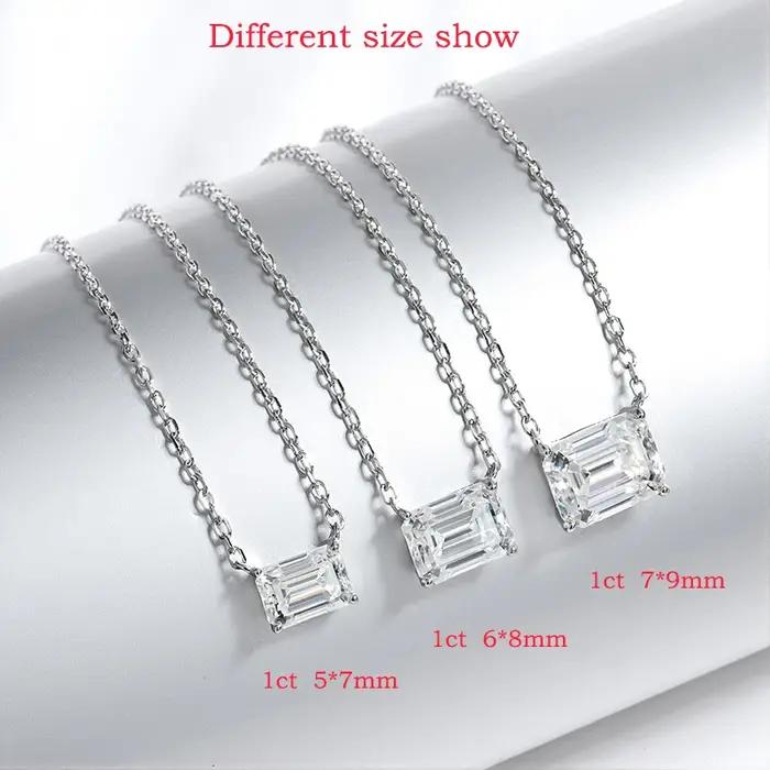 Smyoue 1-3CT Solitaire Moissanite collier pour femmes taille émeraude laboratoire diamant mariage femme