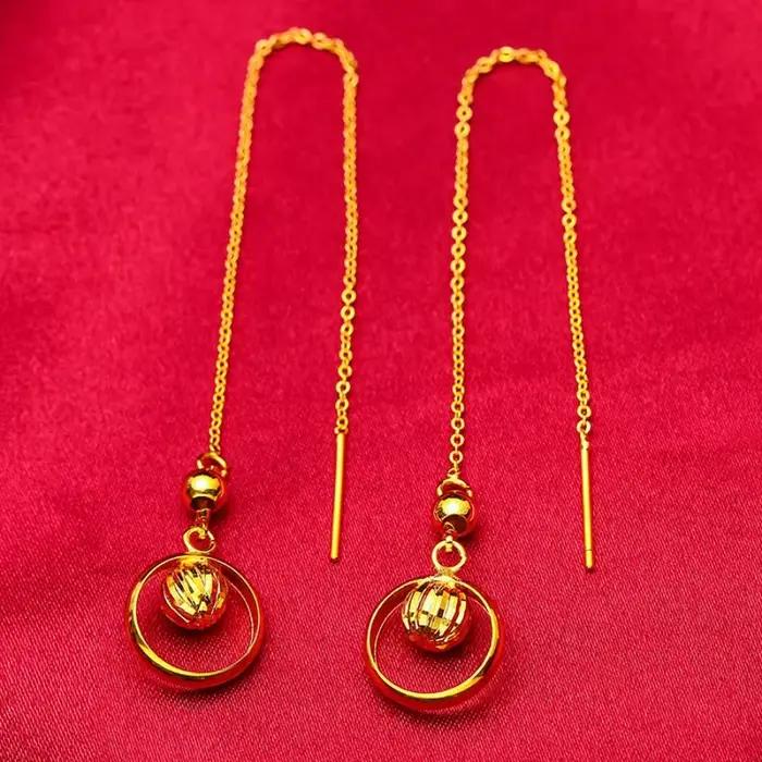 Boucles d'oreilles en fil de fleur Dynar Jewelry or 24 carats avec finition craquelée pour femmes occasions spéciales et tous les jours
