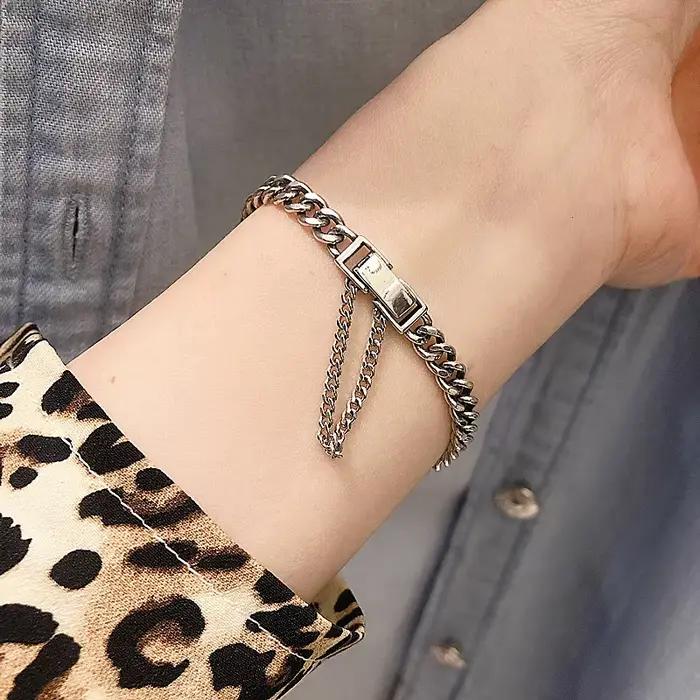 ANENJERY couleur argent réservoir chaîne Thai argent Bracelet pour femmes hommes réglable Couple Bracelet bijoux cadeaux S-B407