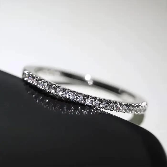Bagues de fiançailles en cristal en argent regardé 925 pour femmes et filles
