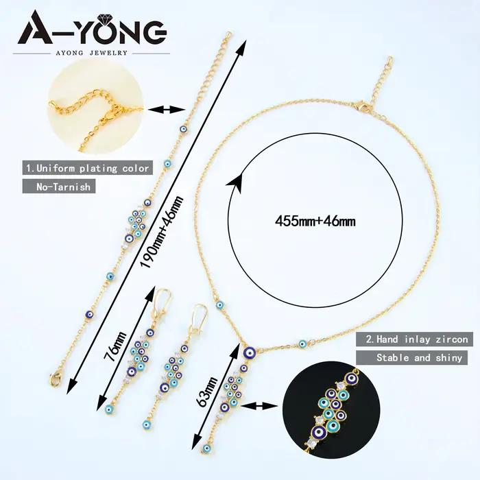 Ensemble de bijoux de mode de dubaï plaqué or 21 carats