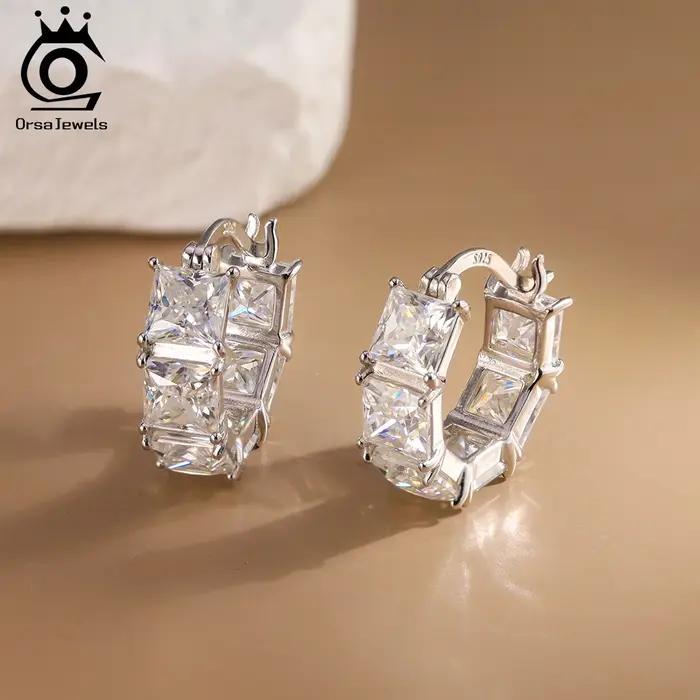 Boucles d'oreilles créoles de luxe en argent sterling 925 avec Moissonite pour femmes, idéales pour les occasions spéciales, quotidien, mariage, anniversaire, demande en mariage