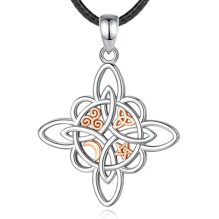 Eudora 925 argent Sterling noeud de sorcière collier sorcellerie noeud celtique étoile lune pendentif géométrique hommes femmes bijoux cadeaux de fête