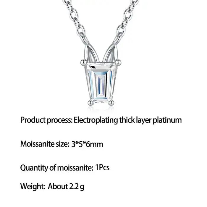 Collier en argent sterling S925 avec moissanite pour femme