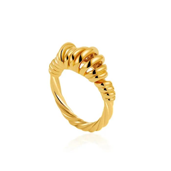 Bague de mariage Hip-hop en forme de croissant épais, en fil métallique torsadé, géométrique et originale, en acier inoxydable, bijoux pour femme