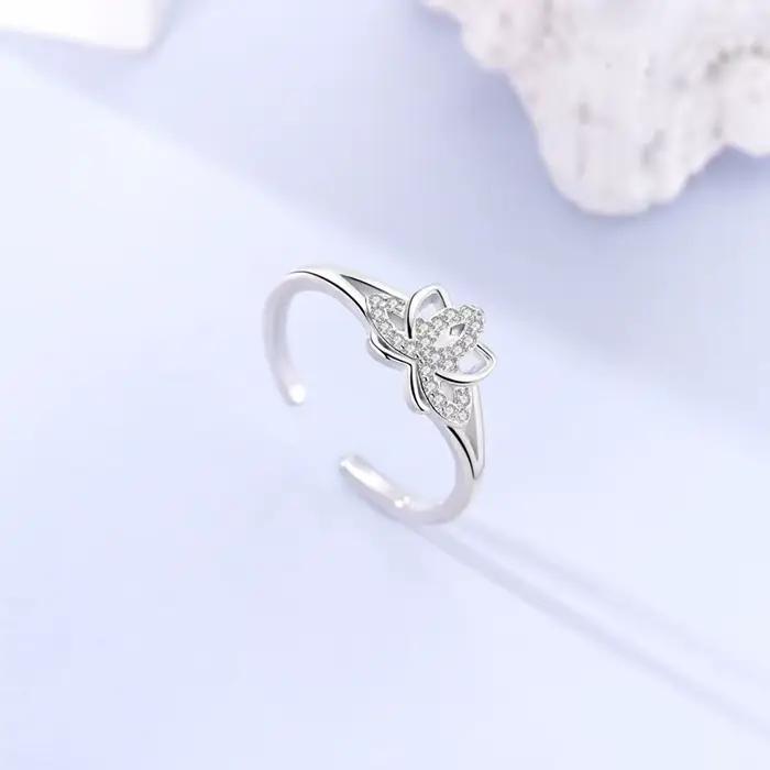 Bague en argent Sterling 925, motif vague scintillante, étoile et lune, bagues ouvertes pour femmes