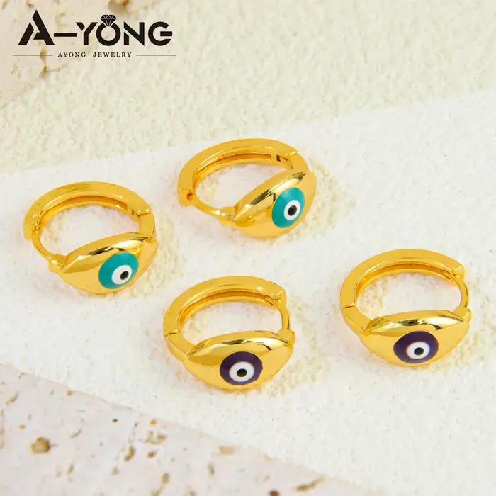 Boucles d'Oreilles Pendantes Mauvais Yeux pour Femme, Mode Arabe, Plaqué Or 18K, Document Élégant, Dubaï, Événement, ix, Bijoux