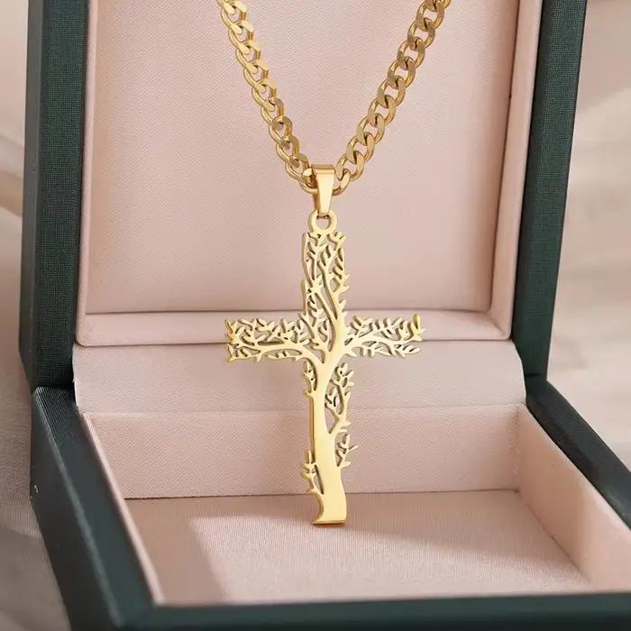 Collier croix arbre de vie pour femmes et hommes