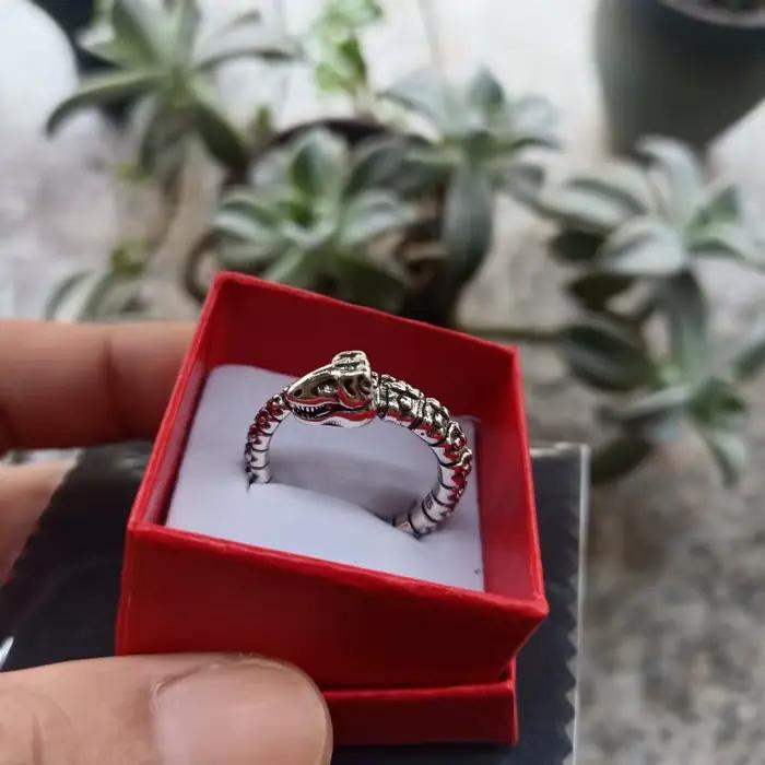 Buyee 925 en argent Sterling dinosaure os anneau audacieux grand anneau de déclaration pour hommes femmes mode Unique Fine mode bijoux cadeau
