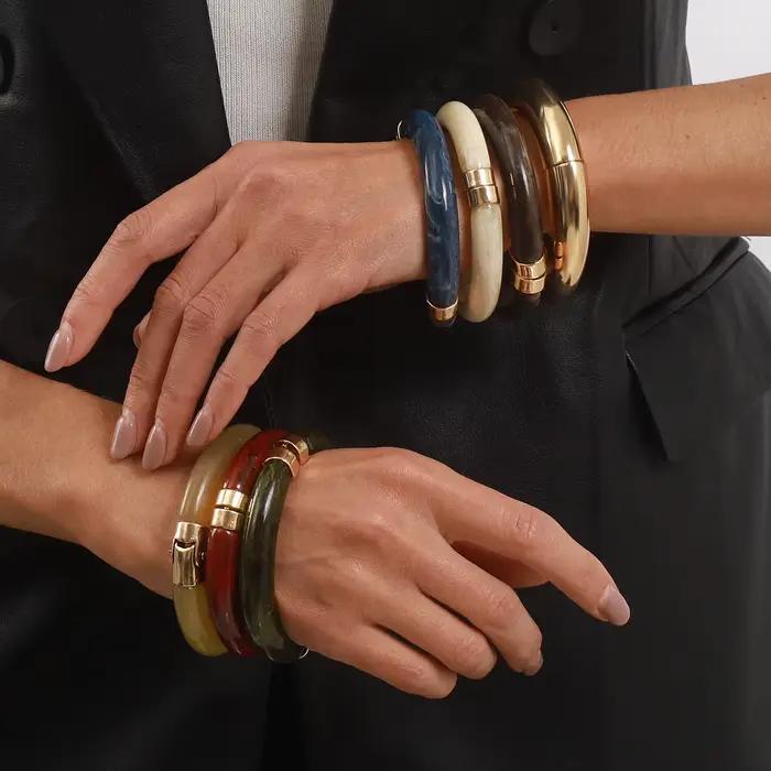Bracelet Ouvrable En Alliage De Resine Geometrique Style Vintage Pour Femme Occasions Speciales