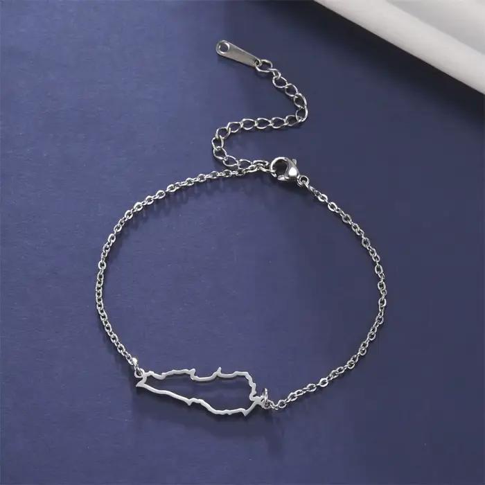 Bracelet pendentif creux en acier inoxydable avec contour de la carte du Liban EUEAVAN, bijoux géographiques pour femme
