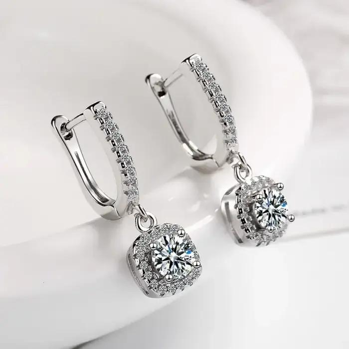 Boucle d'oreille Moissanite Huggie Hoop pour femme, diamant créé en laboratoire, argent regardé 925,