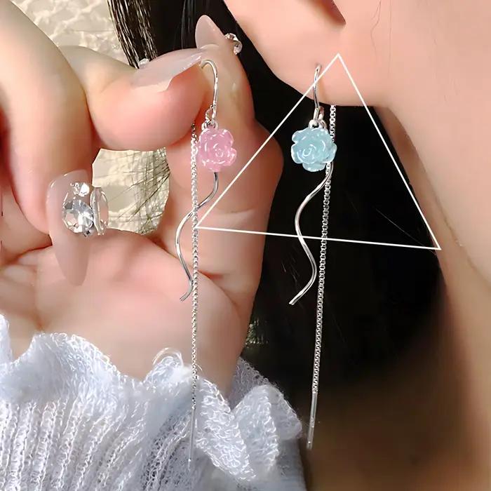 Girlbible – boucles d'oreilles à franges en argent Sterling 925 pour femmes