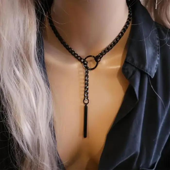 Collier ras du cou en acier inoxydable pour hommes et femmes