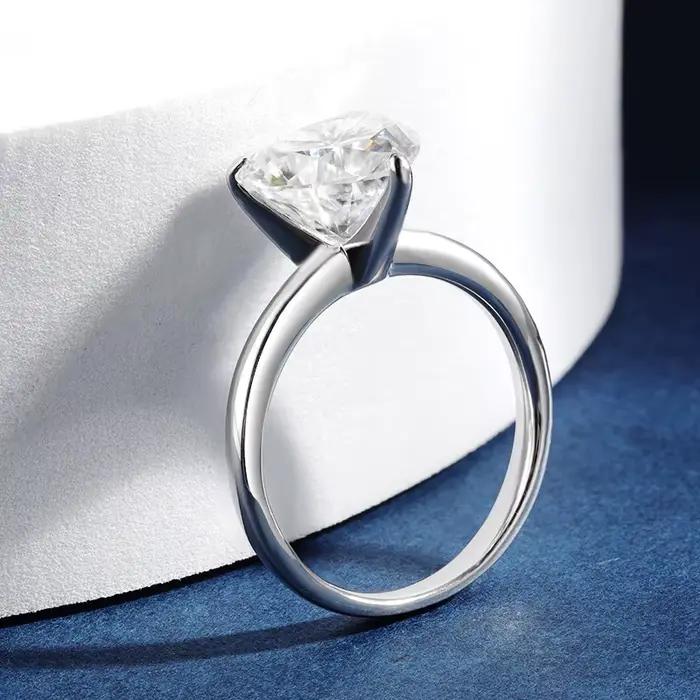 Bague en argent sterling S925 avec zircon/moissanite Halaile 4CT 5A