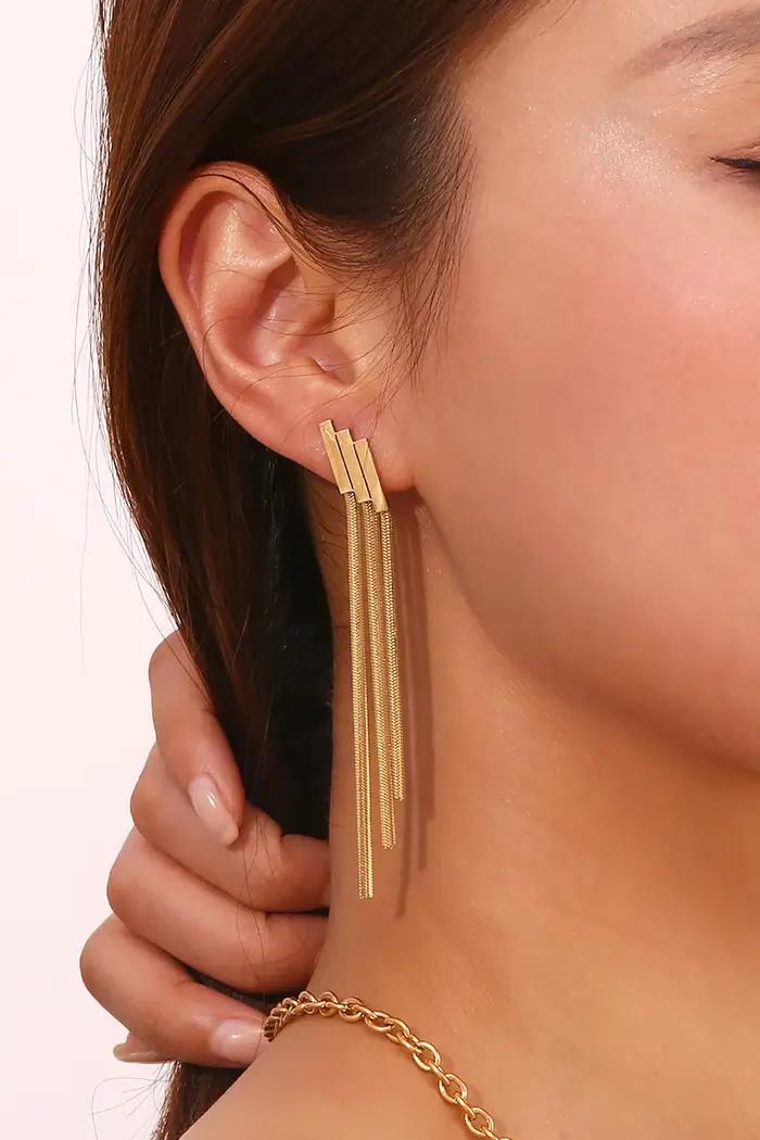 E.B.belle-Boucles d'oreilles à pampilles géométriques étagés pour femmes