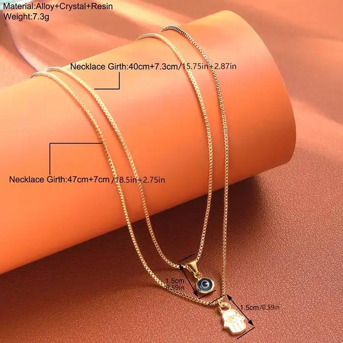 Colliers porte-bonheur double couche en zircon avec pendentif œil turc pour femmes et hommes, bijoux de fête, cadeau