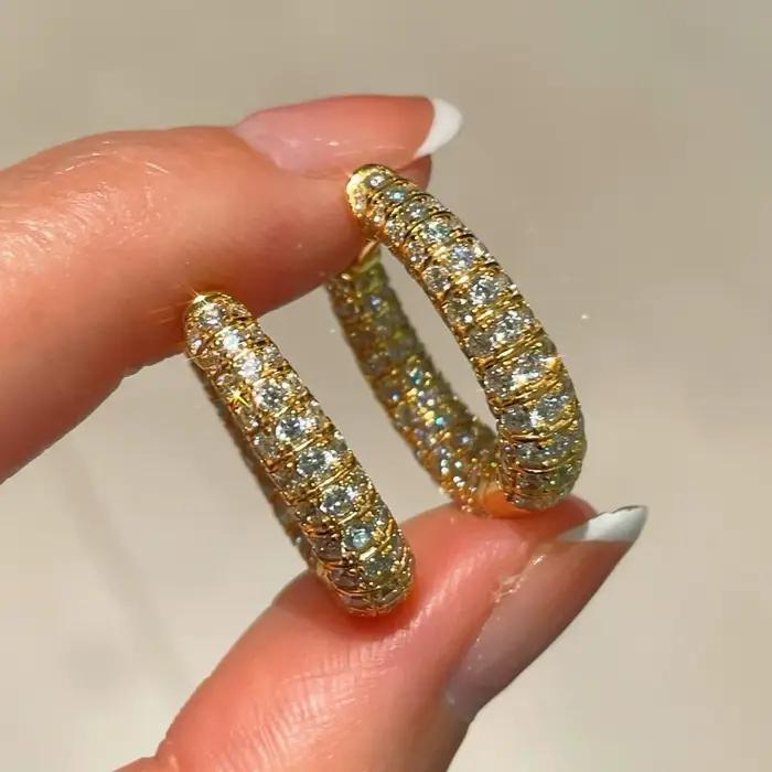 Boucles d'oreilles créoles vintage en argent sterling 925 serties d'émeraudes et de diamants pour femmes occasions spéciales mariage fiançailles