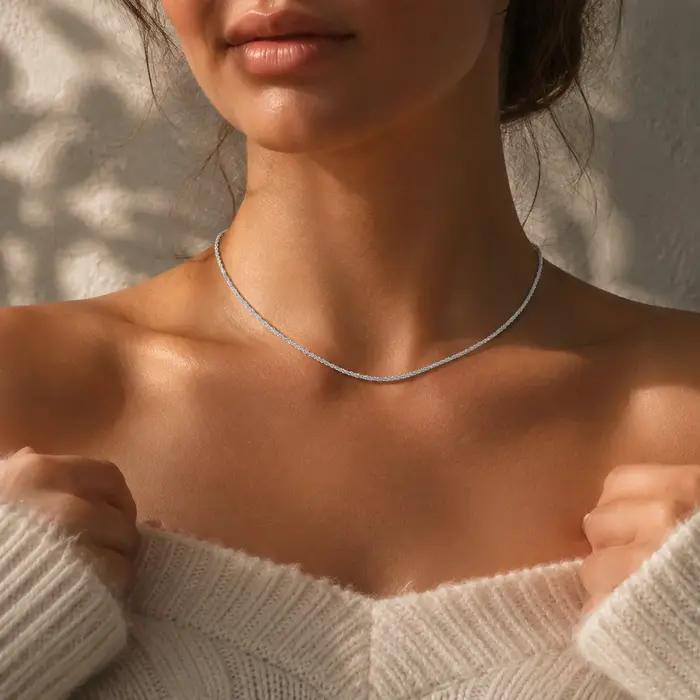 Collier ras du cou en maille plaqué or 18 carats pour femme