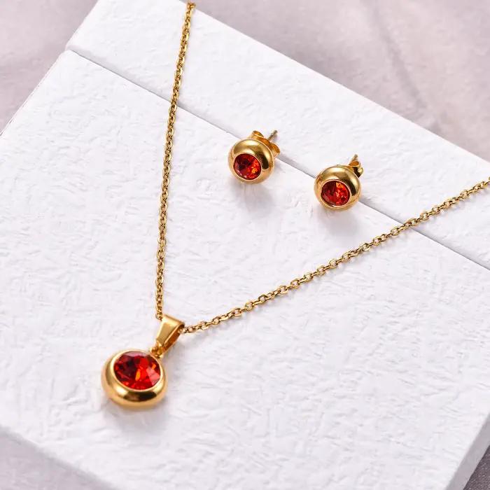 Ensemble de bijoux en acier inoxydable et zircone pour femmes, collier, boucles d'oreilles, pendentif, chaîne, ras du cou, clous d'oreilles, bijoux en métal, cadeau