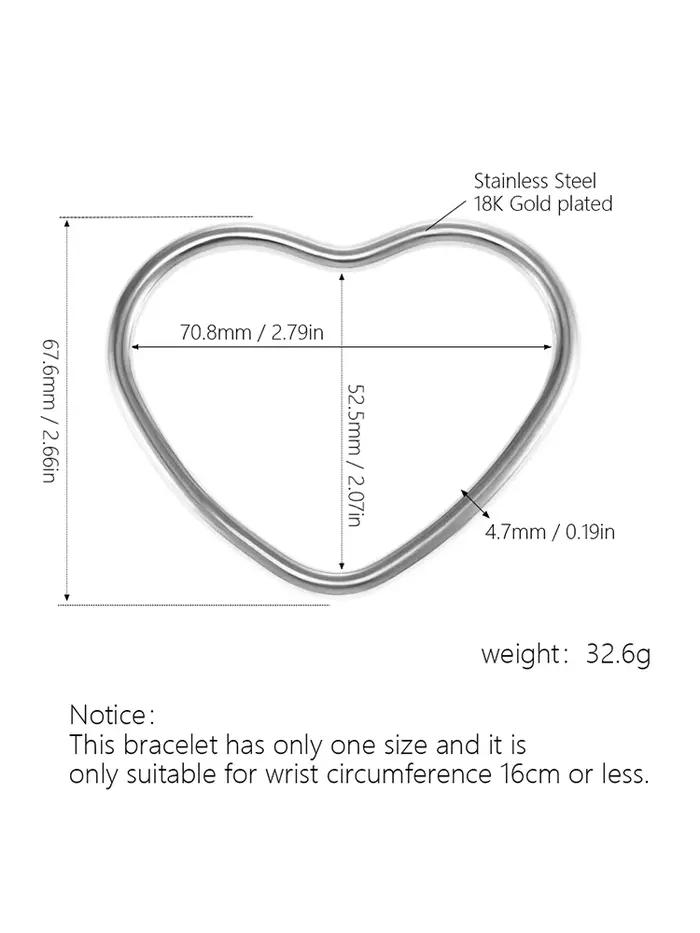 Bracelet en forme de cœur pour femmes, en acier inoxydable plaqué or, simple et épais, bijoux pour filles, cadeau