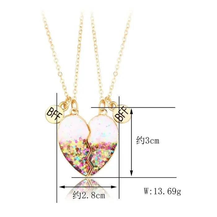 Collier pendentif cœur BFF pour enfants bijou de couple amitié indéfectible pour filles et garçons occasions spéciales fêtes cérémonies scolaires cadeaux de Noël anniversaires