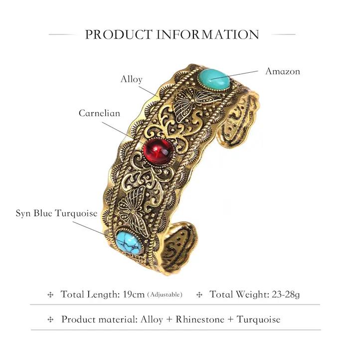 Bracelet ovale en alliage Turquoise vintage or argent élégant pour homme femme occasions spéciales partys elegance style classique