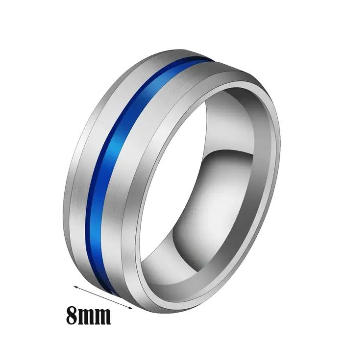 UAGE 8mm bague noire pour hommes femmes rainure arc-en-ciel bandes de mariage en acier inoxydable à la mode anneaux fragiles décontracté bijoux masculins