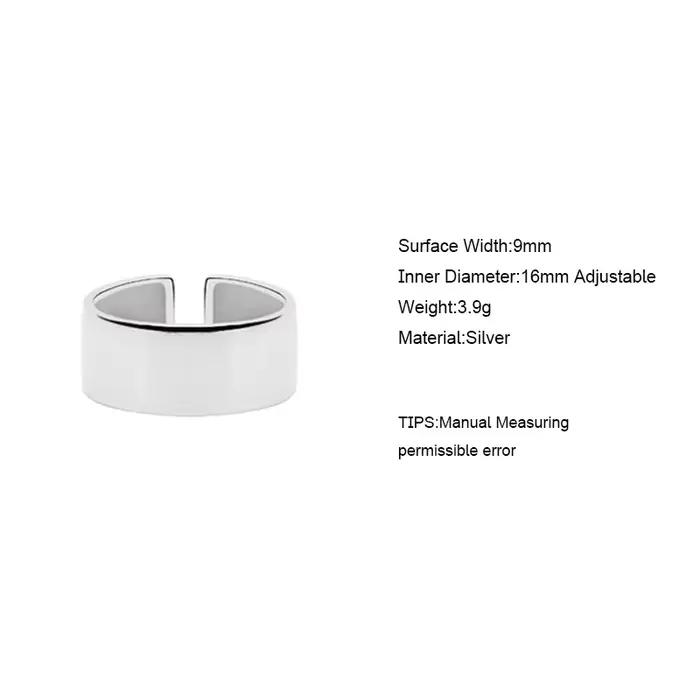 ANENJERY – bagues en argent poli, couleur argent, Surface large, bijoux de marque à la mode, cadeau d'anniversaire, S-R545