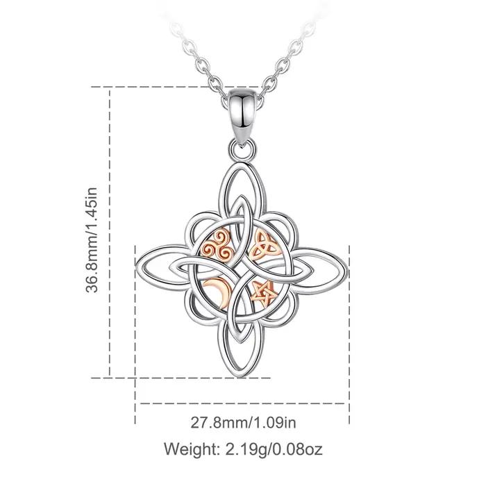 Eudora 925 argent Sterling noeud de sorcière collier sorcellerie noeud celtique étoile lune pendentif géométrique hommes femmes bijoux cadeaux de fête