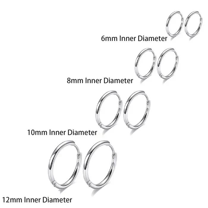 4 paires de boucles d'oreilles Huggie cerceau pour femmes en acier inoxydable hommes